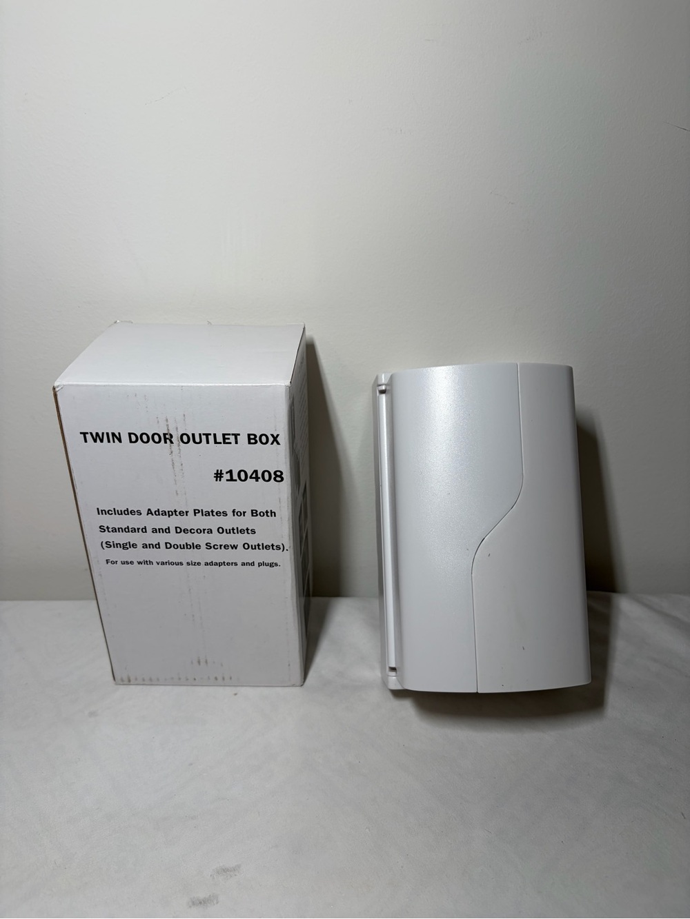 White Twin Door Outlet Box - Electronics Accessory